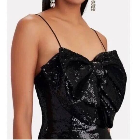 NEW Torn by Ronny Kobo Lindsay Sequin Bow Mini Dress Black Small - Picture 2 of 12